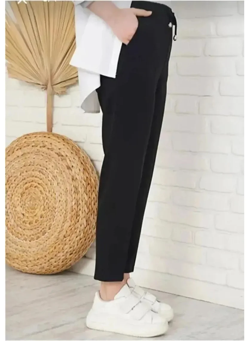 Feville Women's Elastic Waist Carrot Pants