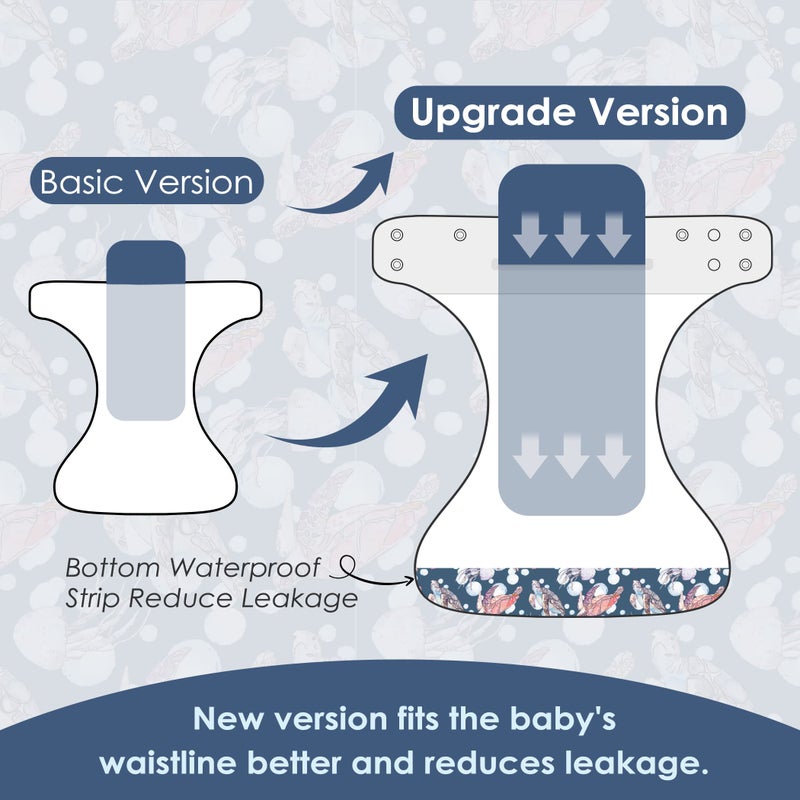 wegreeco Cloth Diapers 5 Pack with 5 Inserts, Washable Cloth Diapers for Babies, One Size Adjustable Reusable (Boy Car & Sail) - Image 4