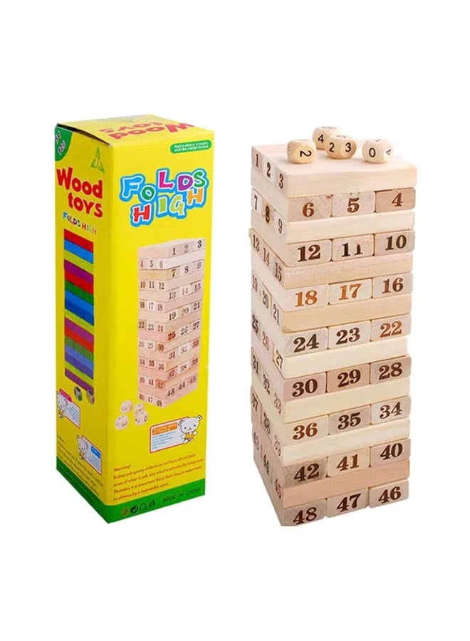 Sharpdo 48-Wooden Piece Beech Jenga Fold High Stacking Creative Toy Set For Children - Image 1