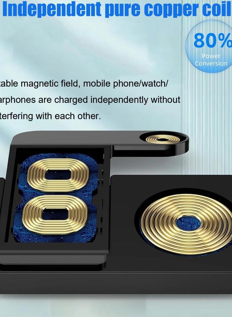 فوميمو محطة شحن لاسلكية 15 وات، قاعدة شحن سريعة قابلة للطي 4 في 1، قاعدة شحن لاسلكية سريعة لأجهزة iPhone 15/14/13/12/Pro Max/XS/XR/X IWatch 7/6/5/4/3/2/XS، AirPods Pro/3/2 - Image 4