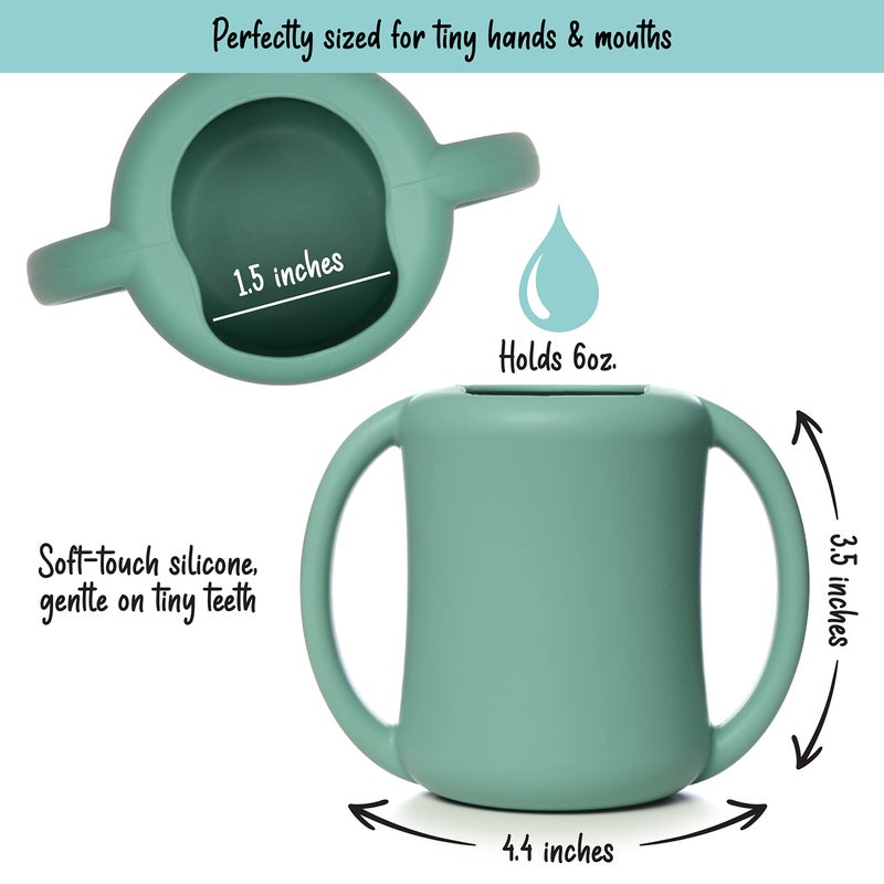 PrimaStella Silicone Baby & Toddler Training Cup with Handles - Sippy Cup for 1 Year Old – Toddler Cups (Green) - Image 3