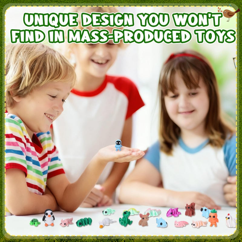 Guiqulai 33pcs 3D Printed Mini Animals Figurines Articulated Flexible Desk Pets for Goodie Bag Stuffers Party Favors Classroom Rewards - Image 4