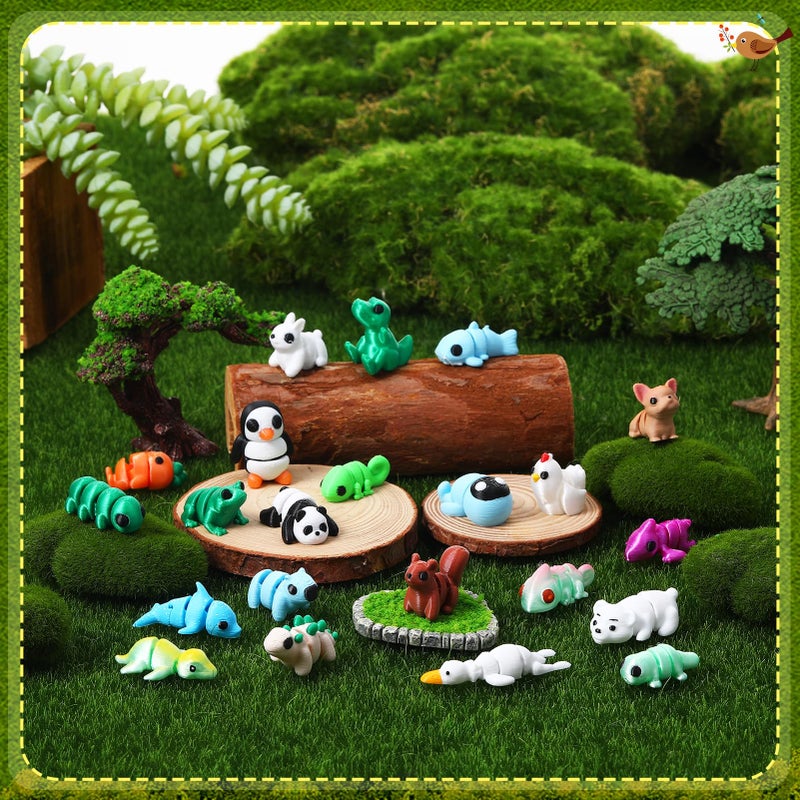 Guiqulai 33pcs 3D Printed Mini Animals Figurines Articulated Flexible Desk Pets for Goodie Bag Stuffers Party Favors Classroom Rewards - Image 5