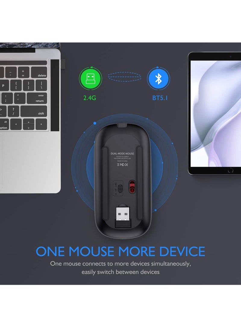 Bluetooth Mouse Compatible with iPad, Bluetooth Mouse Compatible with MacBook Air/Mac/MacBook Pro/Mini/iPad Pro/iMac/Laptop,Rechargeable Wireless Mouse - Image 3