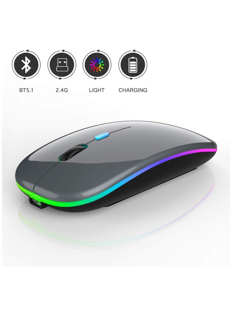 Bluetooth Mouse Compatible with iPad, Bluetooth Mouse Compatible with MacBook Air/Mac/MacBook Pro/Mini/iPad Pro/iMac/Laptop,Rechargeable Wireless Mouse - Image 2