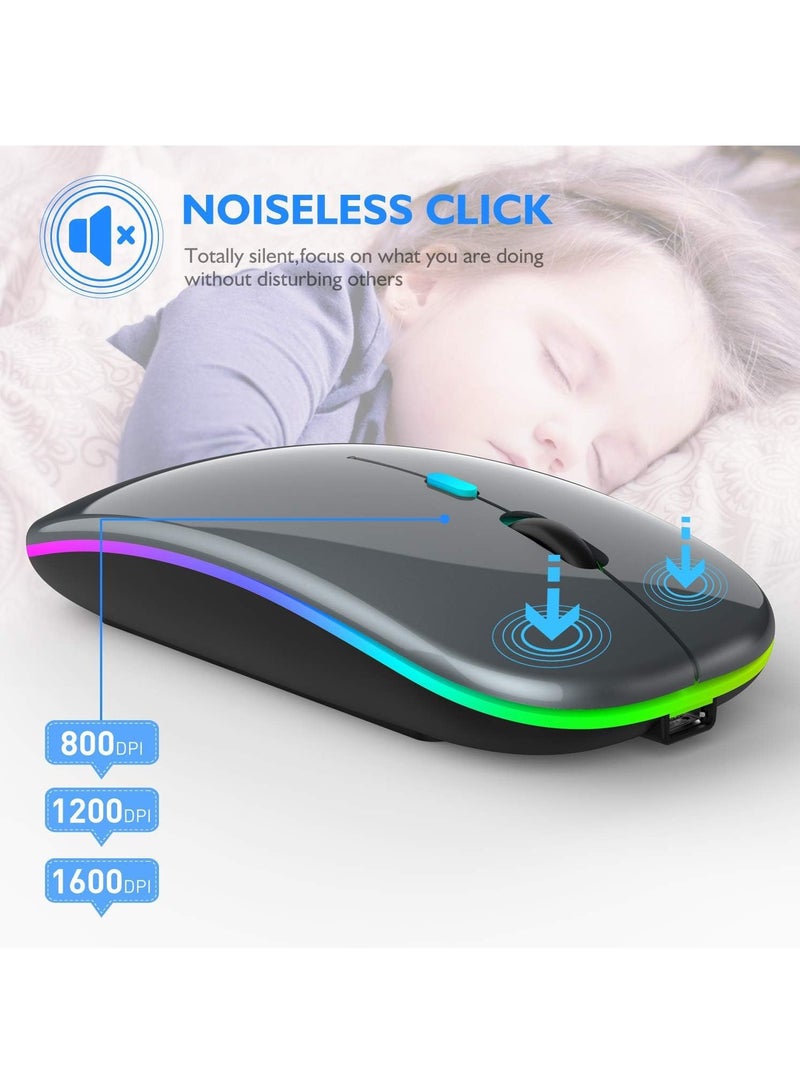 Bluetooth Mouse Compatible with iPad, Bluetooth Mouse Compatible with MacBook Air/Mac/MacBook Pro/Mini/iPad Pro/iMac/Laptop,Rechargeable Wireless Mouse - Image 4