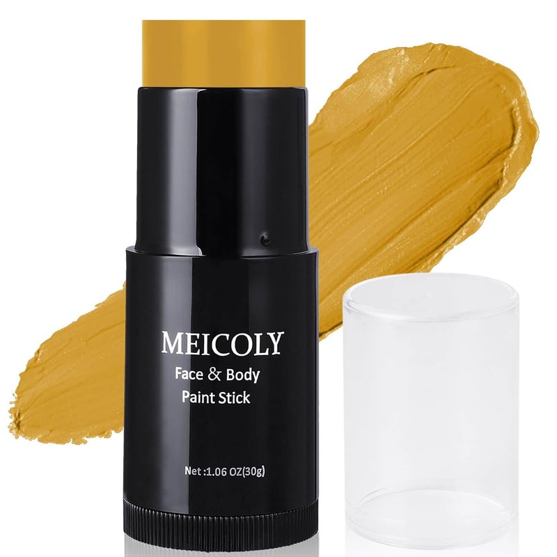 MEICOLY MEICOLY Yellow Face Body Paint Stick(1.06 Oz),Sally Makeup Dress Face Paint,Cream Blendable Body Paint Stick,Sweatproof Waterproof Ginger Face Paint for Halloween Special Effects SFX Cosplay