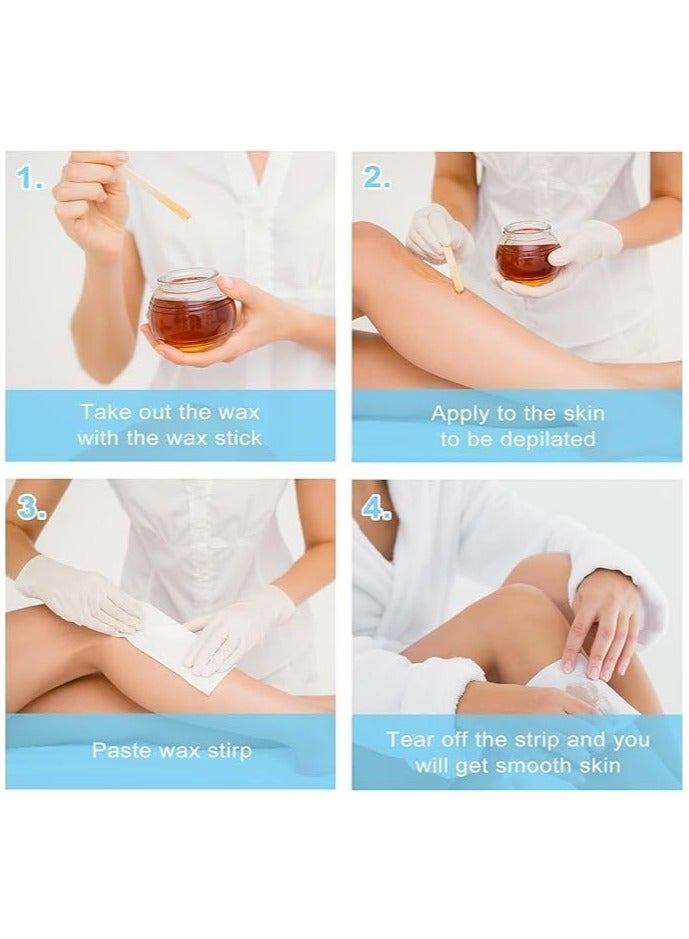 Depilatory Paper and Wax Sticks Hair Removal Tear Resistant Waxing Strip and Wooden Natural Smooth and Durable Wax Applicator Sticks (100 Depilatory Papers and 50 Wax Sticks) - Image 3