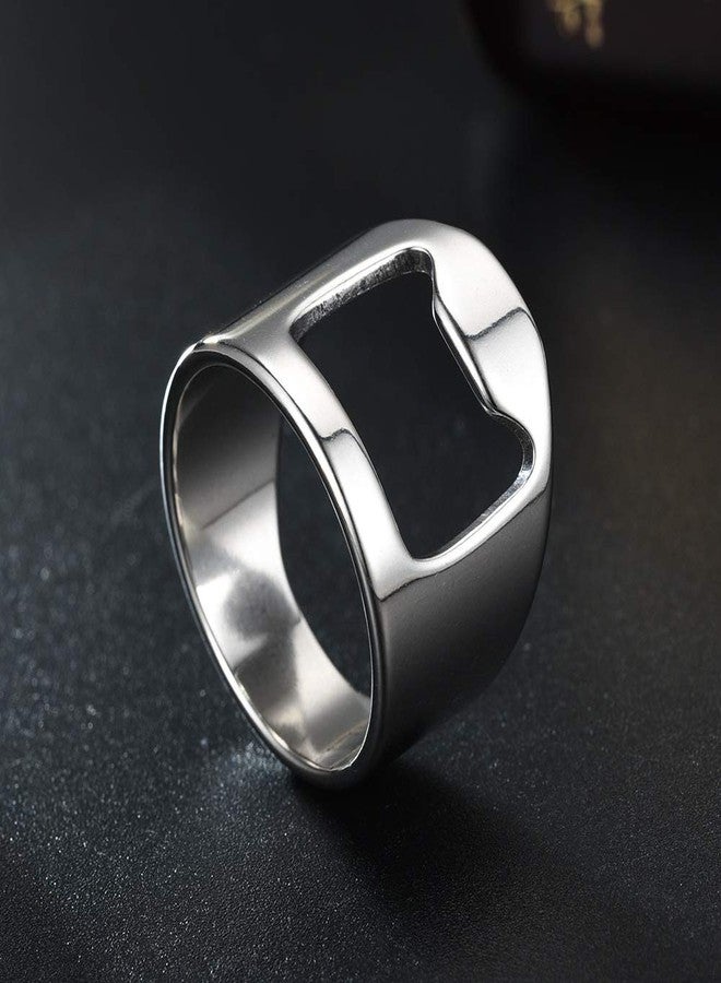 SINLEO Stainless Steel Beer Bar Tool Finger Bottle Opener Ring Creative Jewelry Silver Size 7 - Image 2