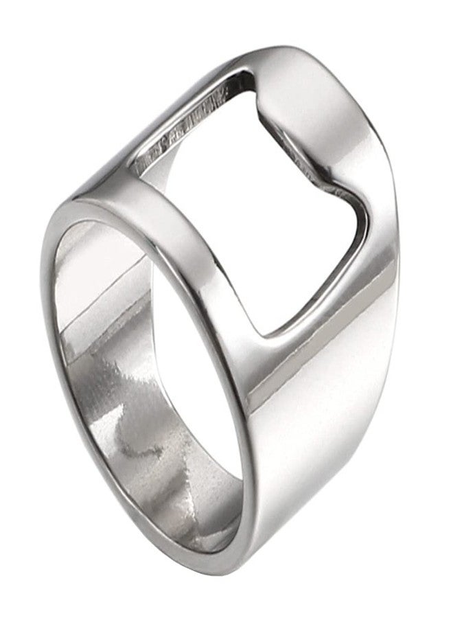 SINLEO Stainless Steel Beer Bar Tool Finger Bottle Opener Ring Creative Jewelry Silver Size 7 - Image 1