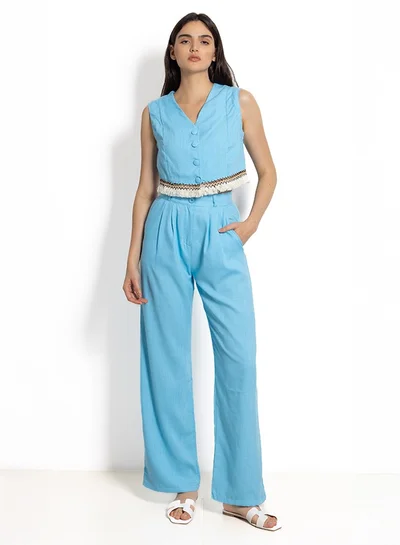 SHAPES DETAILED LINEN BLEND WAISTCOAT SET