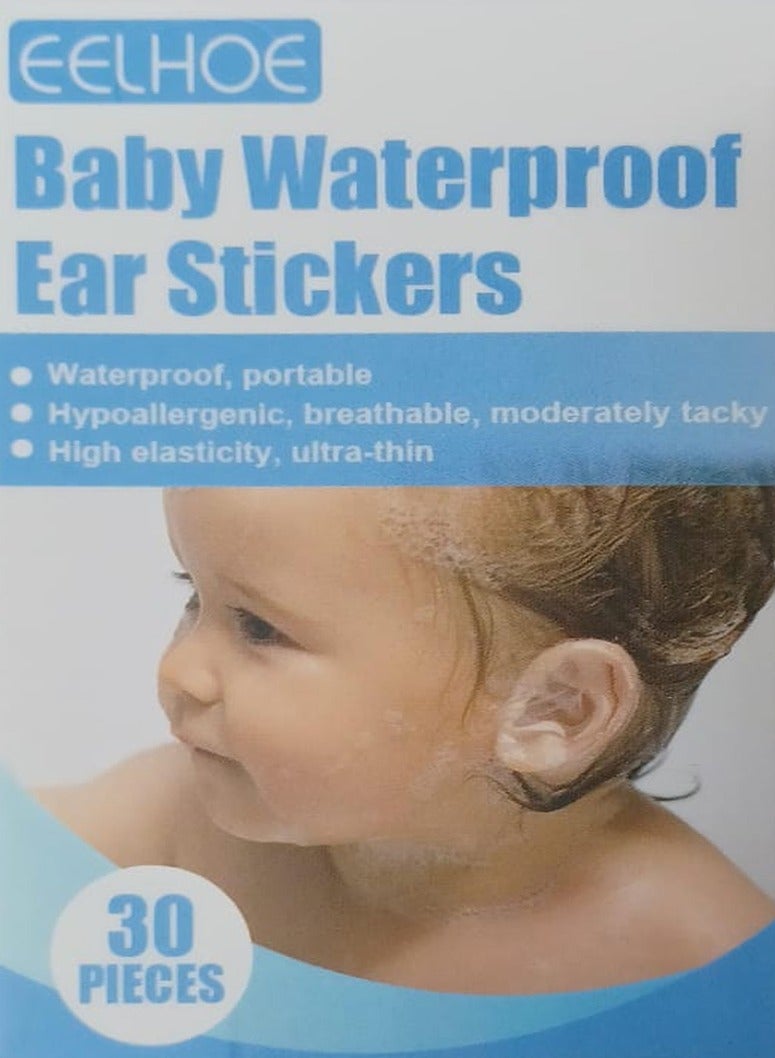 EELHOE Waterproof Ear Patches - Total Water Protection for Babies, Kids and Adults - Ideal for Bathing, Swimming and Water Activities - 30 Pack - Ear Plugs for Babies and More - Image 1