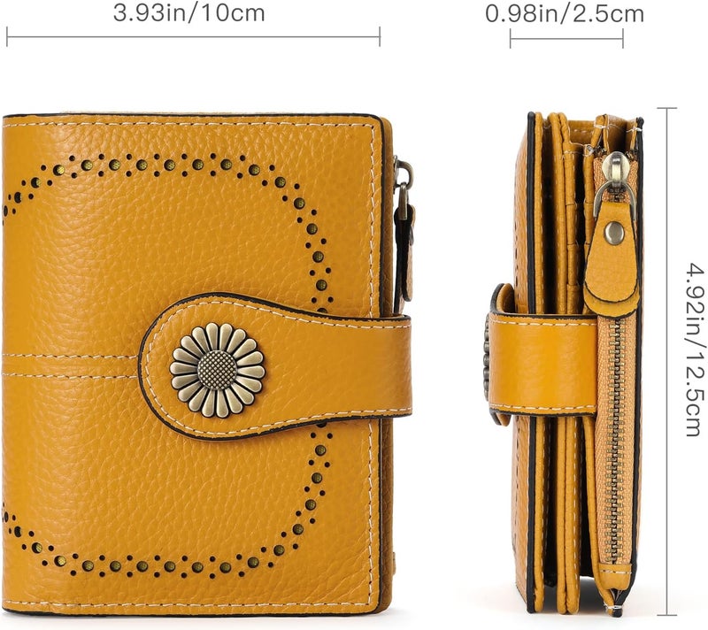 SENDEFN Small Womens Wallet Leather Bifold Card Holder RFID Blocking with Zipper Coin Pocket - Image 3