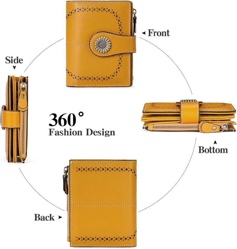 SENDEFN Small Womens Wallet Leather Bifold Card Holder RFID Blocking with Zipper Coin Pocket - Image 2