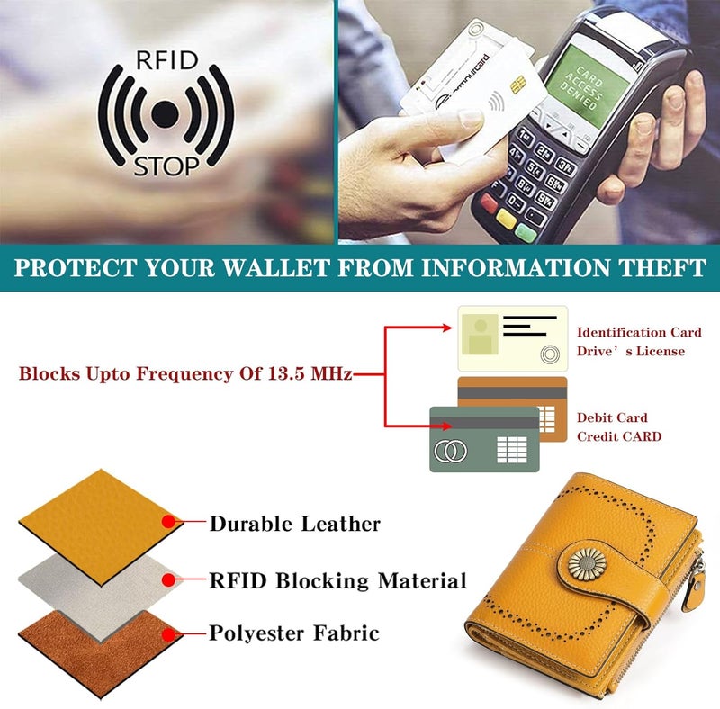 SENDEFN Small Womens Wallet Leather Bifold Card Holder RFID Blocking with Zipper Coin Pocket - Image 4