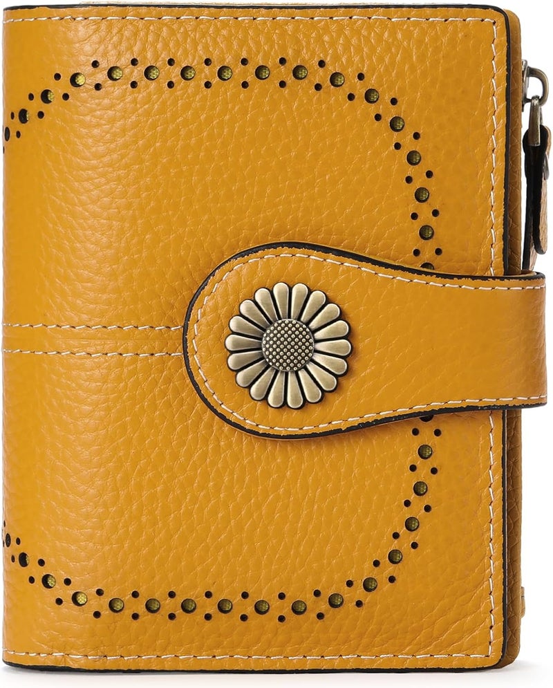 SENDEFN Small Womens Wallet Leather Bifold Card Holder RFID Blocking with Zipper Coin Pocket - Image 1