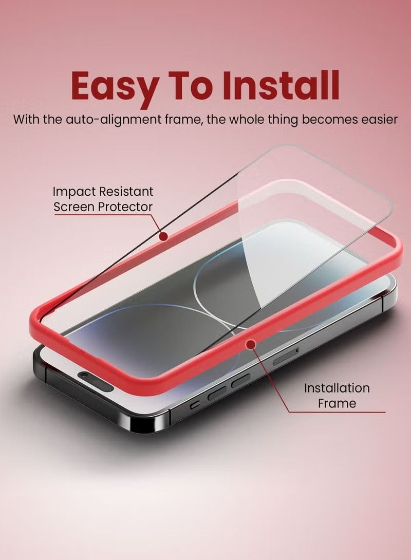 إيف واقي شاشة زجاجي فائق الدقة شفاف 10x حماية من الدرجة العسكرية مع إطار تثبيت سهل متوافق مع iPhone 14 - Image 2