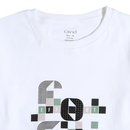CAVIO Boys Printed Cotton Shirt | Regular Fit | Half Sleeve Casual Shirt with T-Shirt Green - Image 4