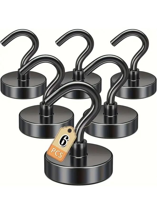 6 Pcs Heavy Duty 50 lb Magnetic Hooks Black Metal Ceiling Mount for Cruise Ship - Image 1