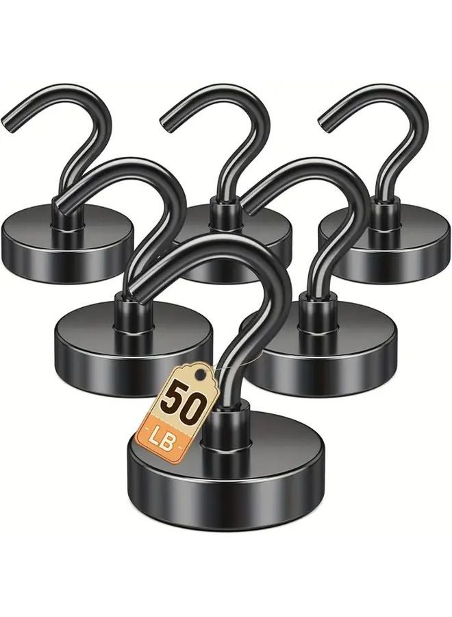 6 Pcs Heavy Duty 50 lb Magnetic Hooks Black Metal Ceiling Mount for Cruise Ship - Image 2