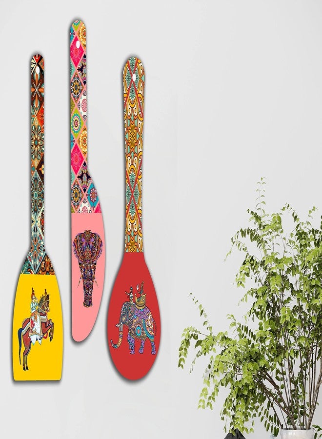 SAF paintings Rajasthani Culture Wooden Wall Hanger Spoons for Home | Office | Living Room | Gift | Modern Decoration Items | Kitchen Wall Decor | Home Decor Hanging Items WHC-S09 - Image 3