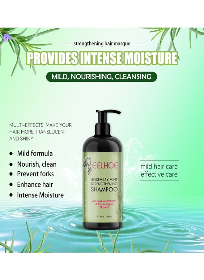 EELHOE Rosemary Mint Strengthening Shampoo 100ml, Contain Nourishing Infusion of Biotin, Can Stimulate Hair Growth and Aid in The Repair of Damaged Hair, Make Your Hair More Translucent and Shiny  - Image 3
