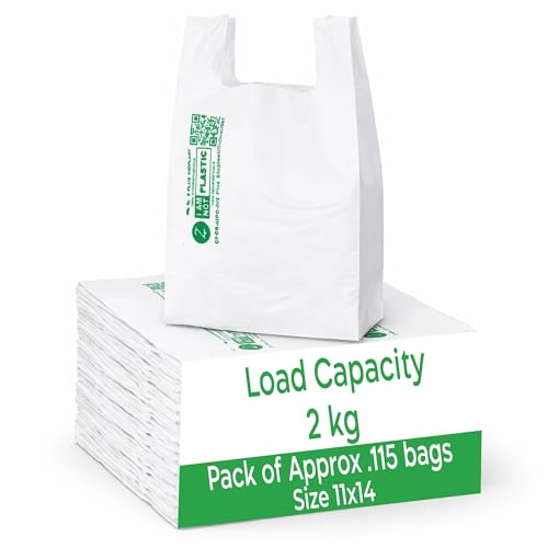 ECOZ Compostable & Biodegradable Carry Bags | Eco-Friendly Plastic-Free Shopping Bag for Grocery, Food, Retail & Vegetables | 11x14 Inch | Approx Pack of 115| Load 2kg Capacity | for Supermarket - Image 1