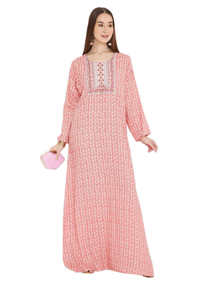 HANA & SARA TINY PRINT FARASHA WITH UNIQUE THREAD EMBROIDERY ARABIC KAFTAN JALABIYA DRESSES  - Image 4