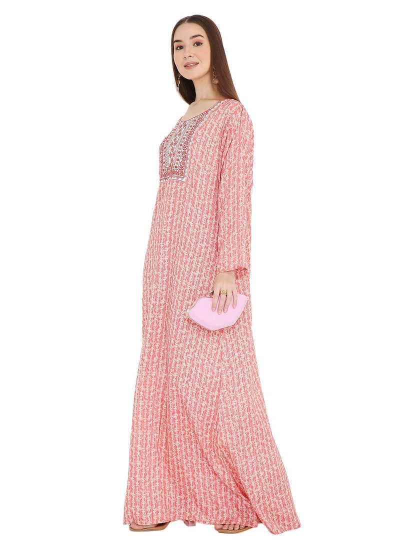 HANA & SARA TINY PRINT FARASHA WITH UNIQUE THREAD EMBROIDERY ARABIC KAFTAN JALABIYA DRESSES  - Image 5