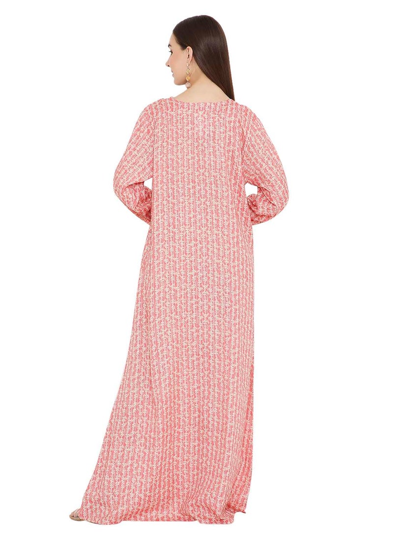 HANA & SARA TINY PRINT FARASHA WITH UNIQUE THREAD EMBROIDERY ARABIC KAFTAN JALABIYA DRESSES  - Image 2