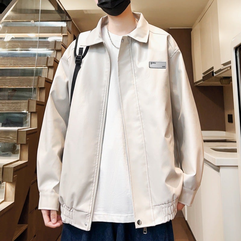 Pu Leather Jacket Men'S New American Style Retro Loose Casual Boys Duffy Shuai Trendy Brand Work Leather Jacket - Image 5