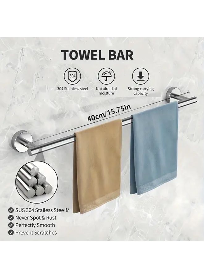 Silvery Stainless Steel Modern Wall Mounted Towel Bar Heavy Duty Rustproof Bathroom Rack - Image 3