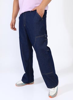 Instafab Plus Men's Navy Blue Paneled Patch Pocket Denim Jeans  - Image 3
