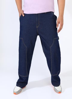 Instafab Plus Men's Navy Blue Paneled Patch Pocket Denim Jeans  - Image 2