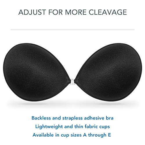 Wingslove Adhesive Bra Reusable Strapless Self Silicone Push-up Invisible Sticky Bras for Backless Dress (Black,C) - Image 3