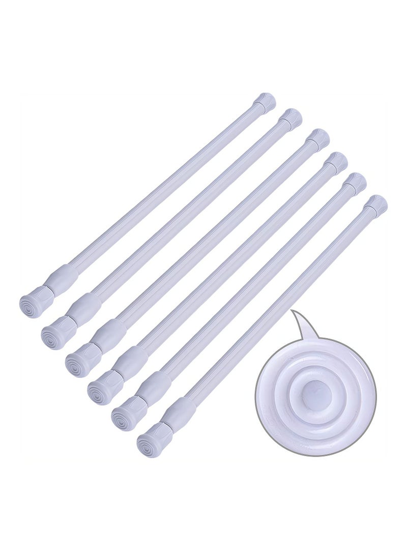 Extendable Rod, 6 Pack Cupboard Bars Adjustable Spring Tension Rods White Refrigerator Bar for DIY Projects, 12 to 20 Inches - Image 1