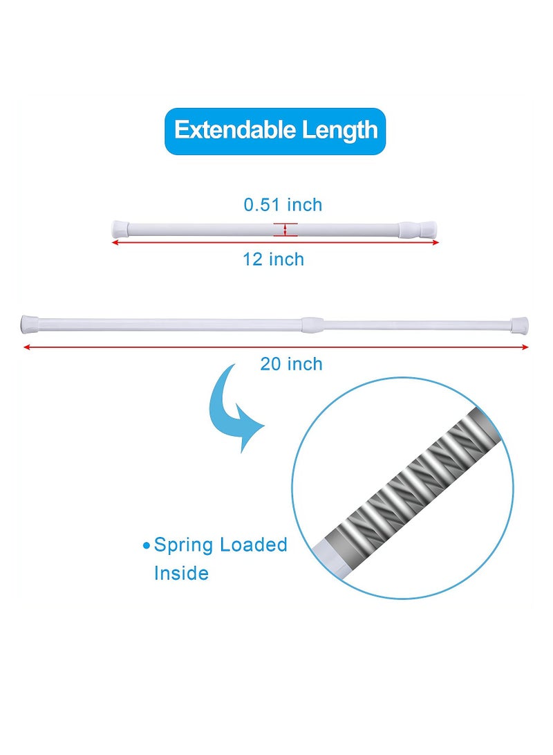 Extendable Rod, 6 Pack Cupboard Bars Adjustable Spring Tension Rods White Refrigerator Bar for DIY Projects, 12 to 20 Inches - Image 5