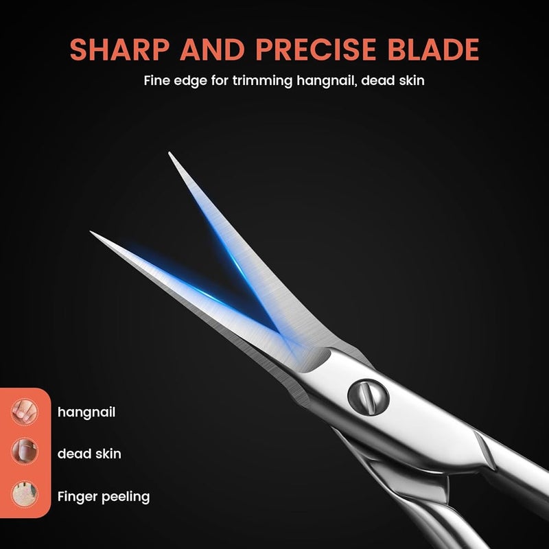 BEZOX Curved Cuticle Scissors - Precision Manicure Scissor Nail Cuticle Trimmer, Professional Stainless Steel Nail Scissors for Cuticle Care, Cuticle Cutter Small Scissors for Women - Silver - Image 3