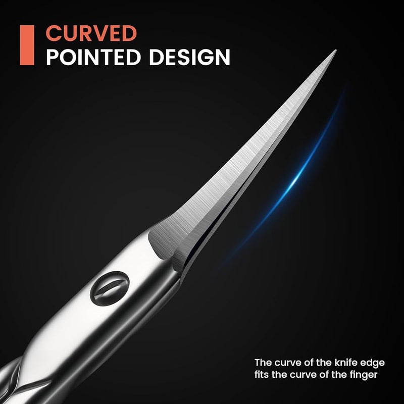 BEZOX Curved Cuticle Scissors - Precision Manicure Scissor Nail Cuticle Trimmer, Professional Stainless Steel Nail Scissors for Cuticle Care, Cuticle Cutter Small Scissors for Women - Silver - Image 2