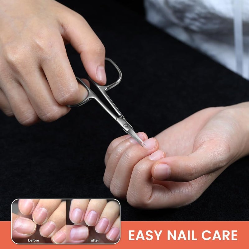 BEZOX Curved Cuticle Scissors - Precision Manicure Scissor Nail Cuticle Trimmer, Professional Stainless Steel Nail Scissors for Cuticle Care, Cuticle Cutter Small Scissors for Women - Silver - Image 4