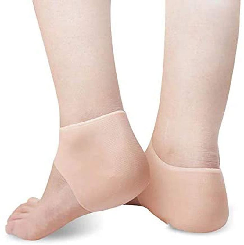 Lakobos Silicone Gel Heel Protector 1 Pair Heel Socks Soft Heel Sleeves Socks for Cracked Feet Cushion Plantar Fasciitis Foot Spurs Cracked Heel Cushioning Protection for Men Women