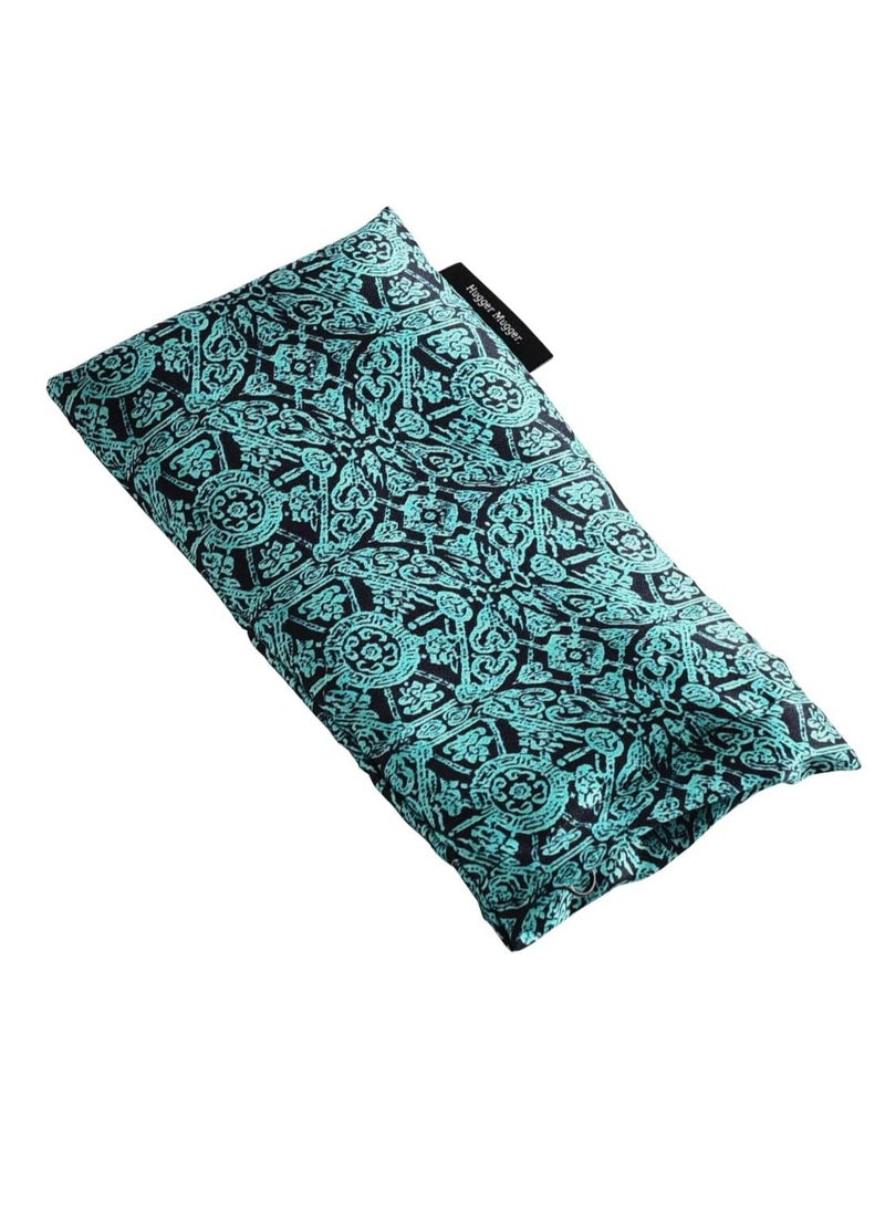 Hugger Mugger Mugger Silk Eye Pillow With Bead Filling - Boho Teal - Scent-Free, Light Weight, Chill In Freezer, Washable Cover, Washable Bead Filling  - Image 1
