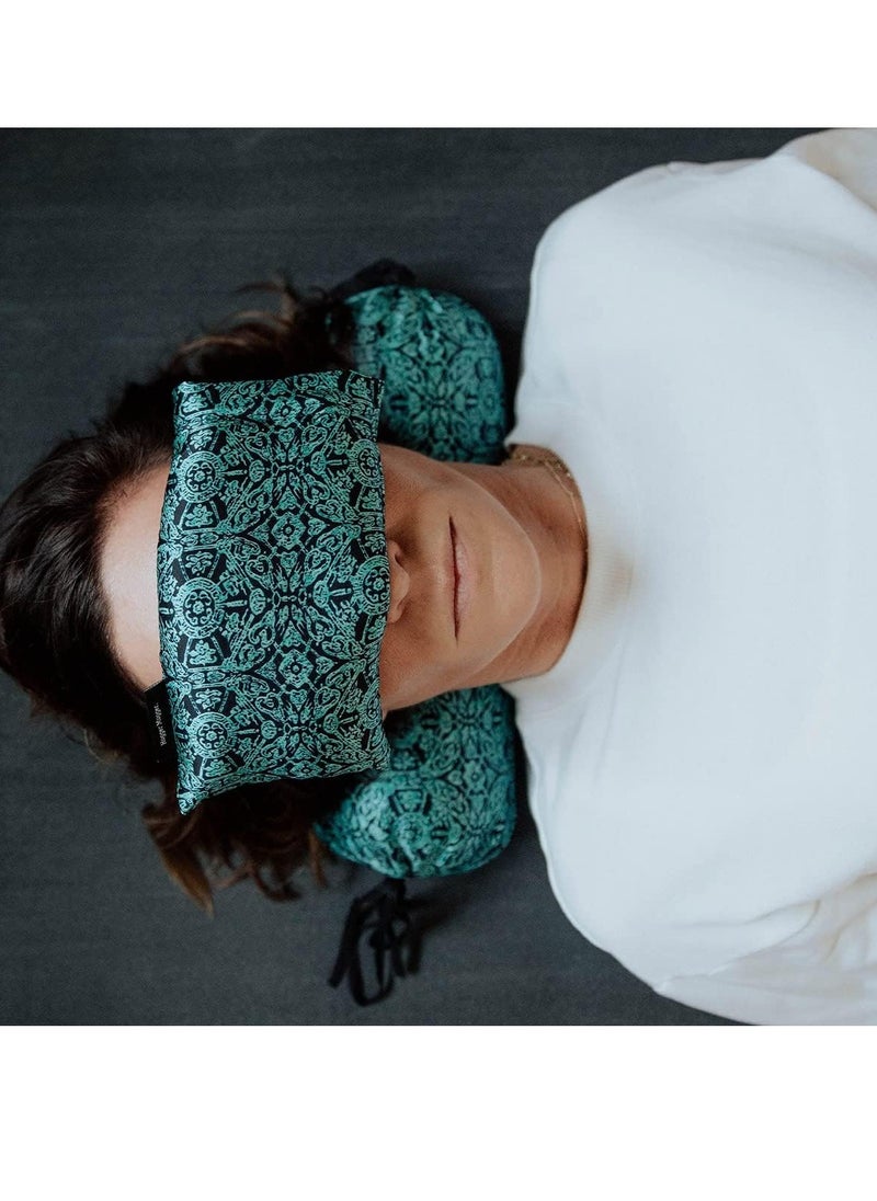 Hugger Mugger Mugger Silk Eye Pillow With Bead Filling - Boho Teal - Scent-Free, Light Weight, Chill In Freezer, Washable Cover, Washable Bead Filling  - Image 2