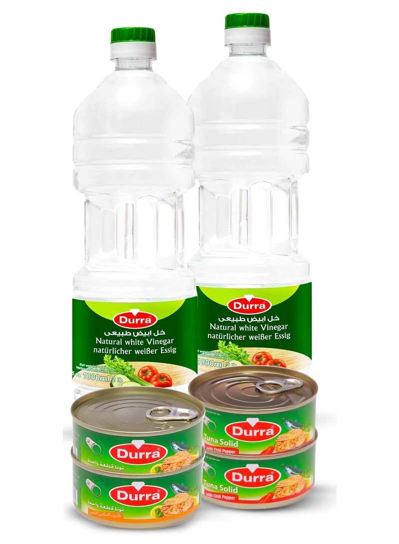درة ( 2 تونة قطع كبيرة 160جم- 2 تونة قطع كبيرة حار160جم - 2 خل ابيض1لتر) - Image 1