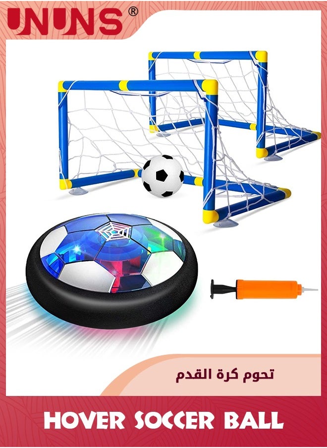 UNUNS Toddler Outdoor Toys,Hover Soccer Ball Set With 2 Goals,Air Soccer With Led Light,USB Rechargeable Floating Soccer Ball With Foam Bumper For Indoor Outdoor Sports Game,Best Gift For Kids  - Image 1