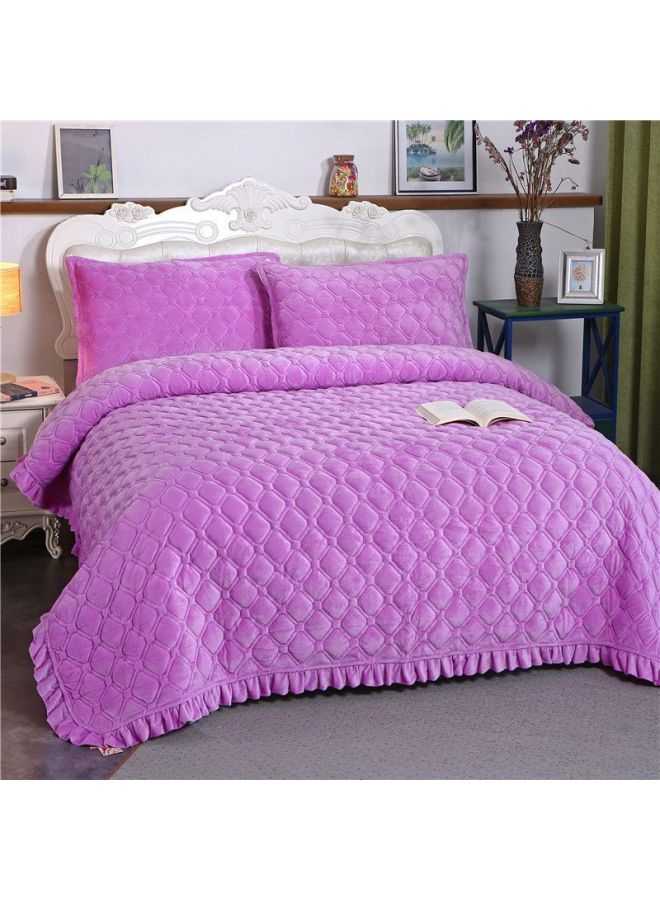 Winter Crystal Velvet Bed Sheet Blanket Thickened Non-slip Warm Coral Velvet Blanket Single Double Plus Velvet Blanket-Color:Lace Style-dream Purple☢-Specifications:270* 230cm ☢ - Image 1