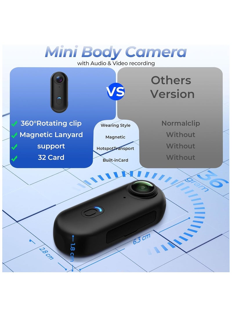 4k Action Camera,Mini Vlogging Camera,Small Body Camera with IPX7 Waterproof,Underwater Camcorder,Hands-Free POV Recording, Helmet Cam for Cycling, Motorcycle(32G Card) - Image 4