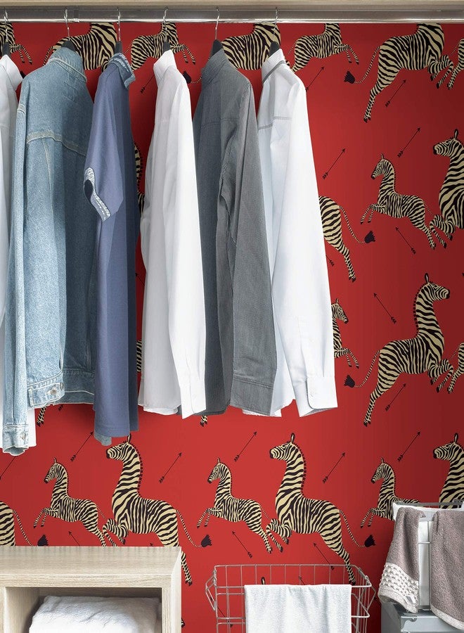 NuWallpaper Scalamandre x Scalamandre Red Masai Zebra Safari Self Adhesive Wallpaper, SCS3869 - Image 4