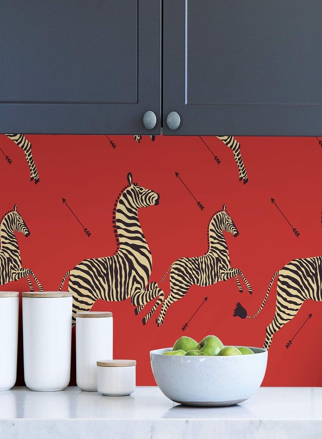NuWallpaper Scalamandre x Scalamandre Red Masai Zebra Safari Self Adhesive Wallpaper, SCS3869 - Image 3