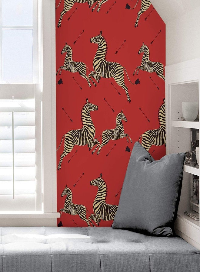 NuWallpaper Scalamandre x Scalamandre Red Masai Zebra Safari Self Adhesive Wallpaper, SCS3869 - Image 5
